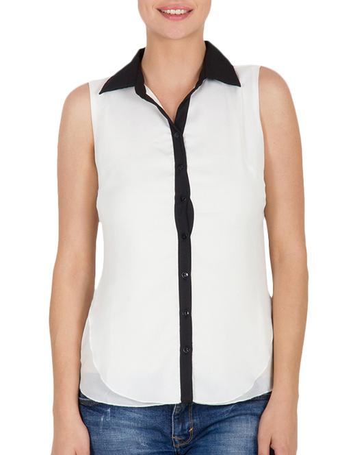 white color polyester shirt - 11168155 - Very Small Image - 1