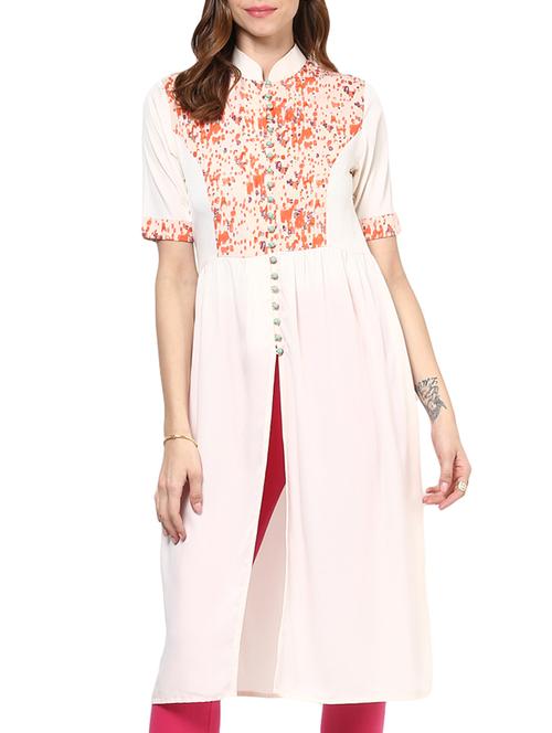 off-white printed high slit kurta - 11217143 - Very Small Image - 1