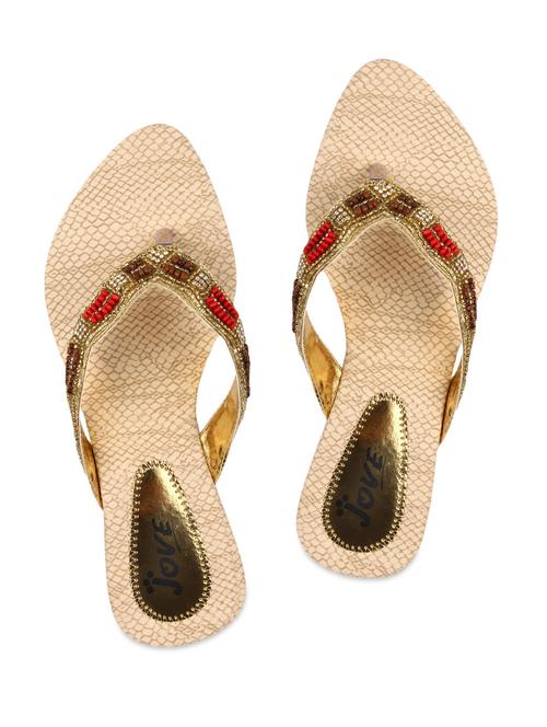 Beaded gold leatherette flats - 1127935 - Very Small Image - 1