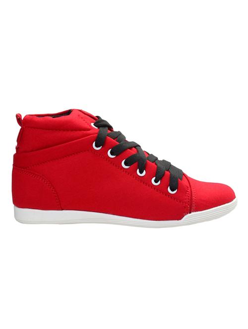 red leatherette laceup sneakers - 11323670 - Very Small Image - 1