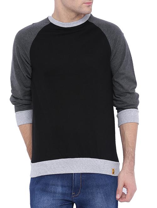 black color block raglan sweatshirt - 11360597 - Very Small Image - 1