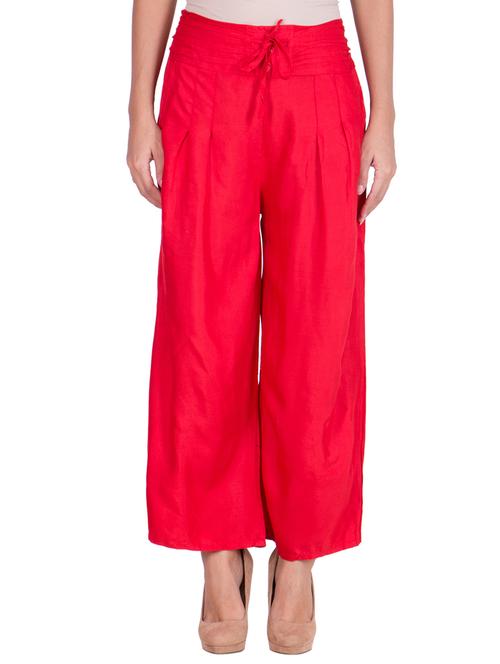 solid red cotton palazzo - 11369121 - Very Small Image - 1