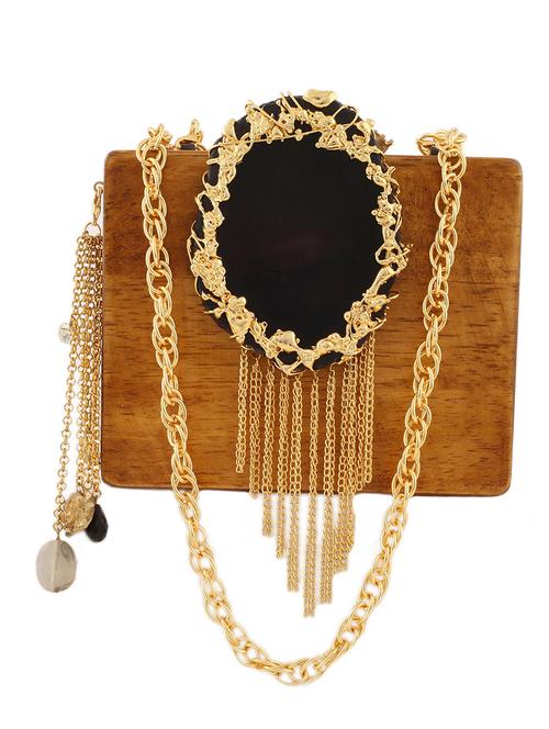 brown embellished wood box clutch - 11429659 - Very Small Image - 1