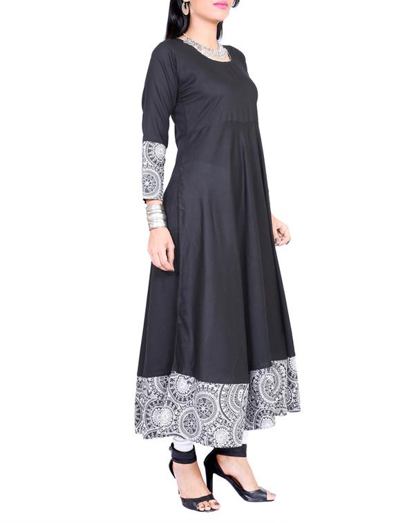 black viscose flared kurta - 11437198 - Standard Image - 2