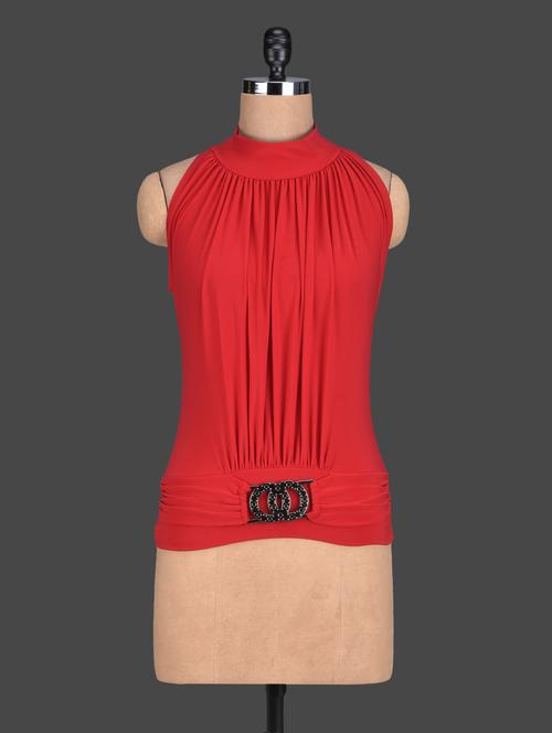 pleated turtle neck red hot top - 1147662 - Very Small Image - 1