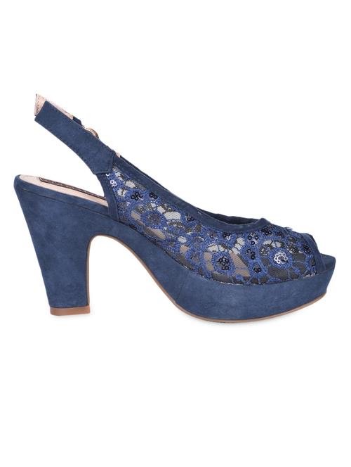 sling back peep toe blue lace sandal - 1147704 - Very Small Image - 1