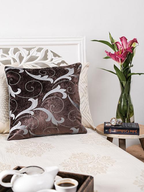 velvet woven filigree multi color cushion cover 16"x16" 5 pcs set - 11481476 - Very Small Image - 1