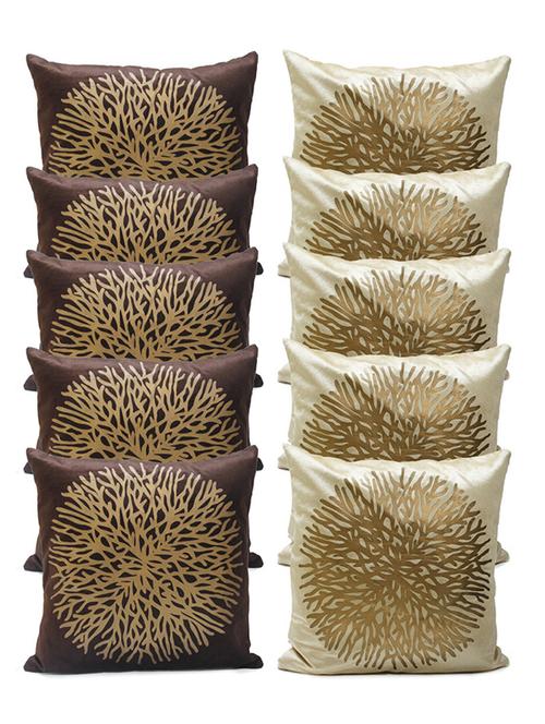 set of 10 multi colored poly silk cushion cover - 11488086 - Very Small Image - 1