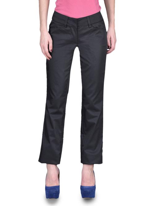 solid black regular fit trousers - 1149337 - Very Small Image - 1