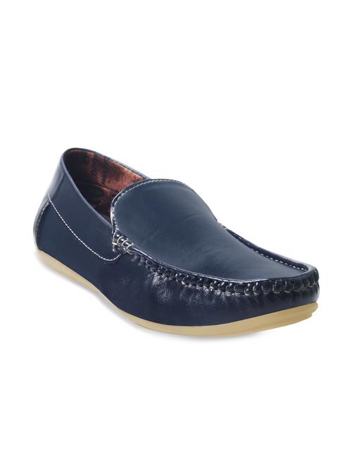 solid navy blue faux leather loafer - 11512485 - Very Small Image - 1