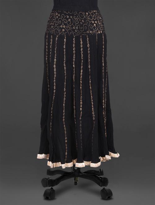 black khadi printed crepe skirt - 1152070 - Very Small Image - 1