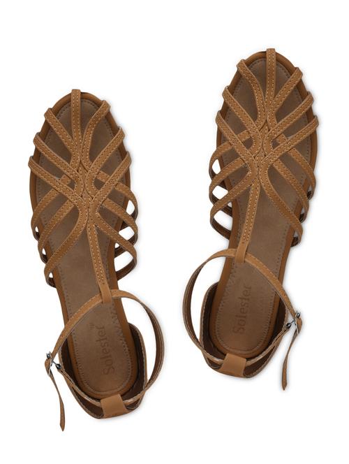 brown faux leather strappy flats - 1152079 - Very Small Image - 1