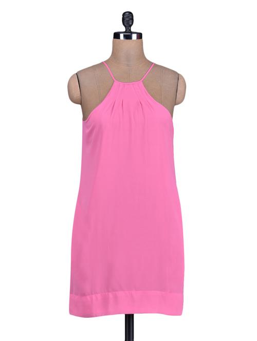 plain solid pink georgette dress - 1153787 - Very Small Image - 1