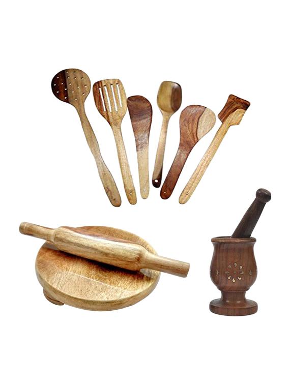 multi colored wood kitchen tool set - 11544275 - Zoom Image - 0