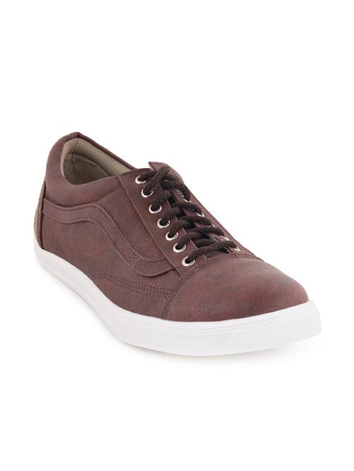 solid brown faux leather sneaker - 11577322 - Very Small Image - 1
