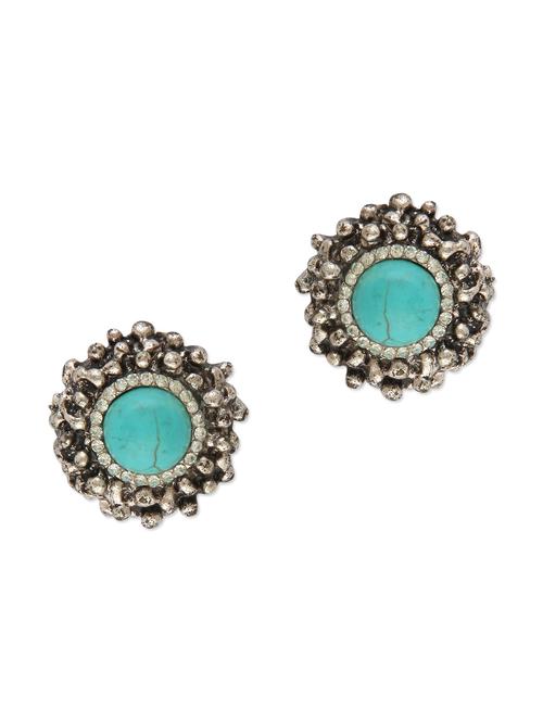 blue beaded round shaped earrings - 1158110 - Very Small Image - 1