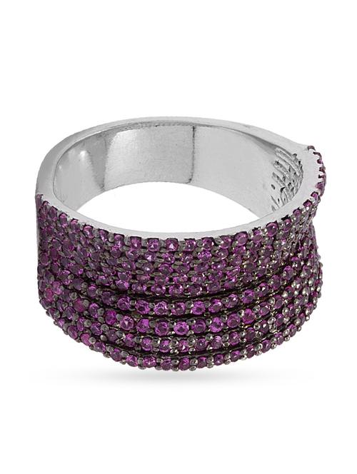 purple stone studded sterling silver  ring - 11674922 - Very Small Image - 1