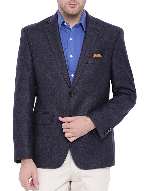 grey woolen casual blazer - 11735645 - Very Small Image - 1
