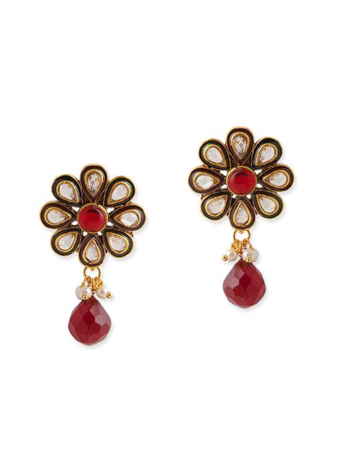 red brass drop earring - 11766358 - Very Small Image - 1