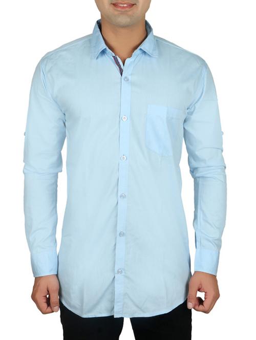 blue cotton casual shirt - 11789486 - Very Small Image - 1