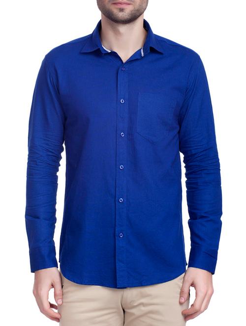 blue cotton casual shirt - 11789491 - Very Small Image - 1