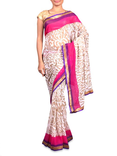 beige printed chiffon saree - 1179664 - Very Small Image - 1