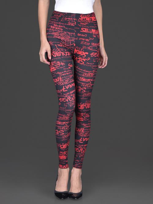 typography print poly cotton leggings - 1181968 - Very Small Image - 1