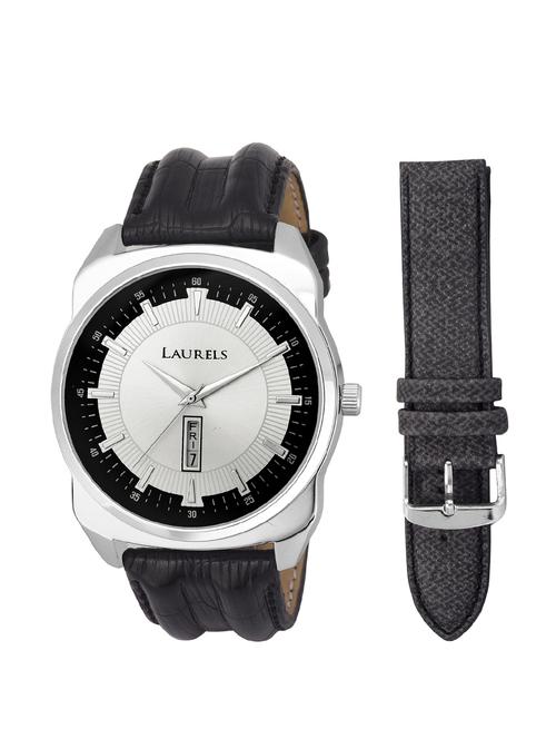 laurels large silver dial zeus ii day n date men's watch with additional strap (lo-zs-070207s) - 11874211 - Very Small Image - 1