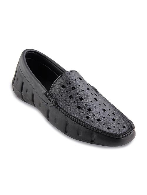 black cutwork faux leather loafers - 11875833 - Very Small Image - 1