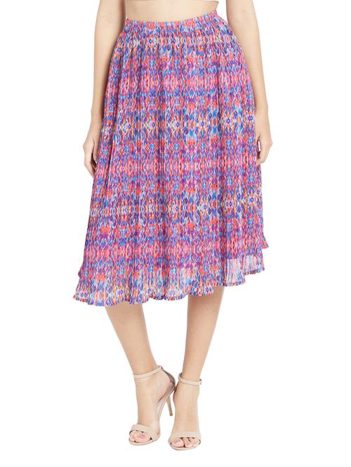 multicolored printed polyester flared skirt - 11907634 - Very Small Image - 1