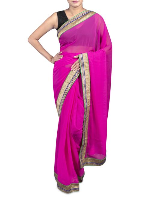 dark pink georgette saree - 1192568 - Very Small Image - 1
