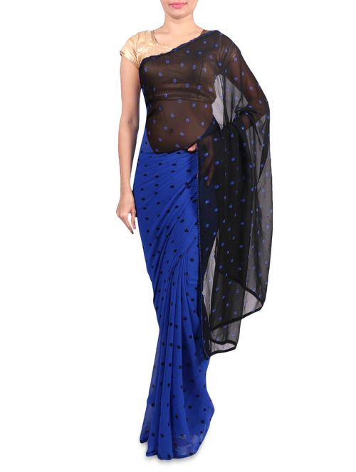 royal blue printed faux georgette saree - 1192839 - Very Small Image - 1