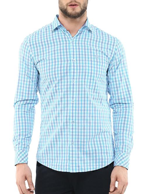 blue cotton casual shirt - 11954679 - Very Small Image - 1
