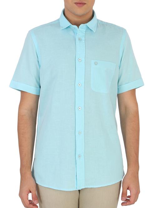 blue cotton casual shirt - 11974594 - Very Small Image - 1