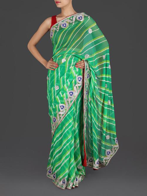 Green gota patti work georgette saree - 1202431 - Very Small Image - 1