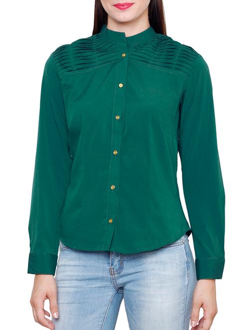 dark green crepe regular shirt - 12082351 - Very Small Image - 1