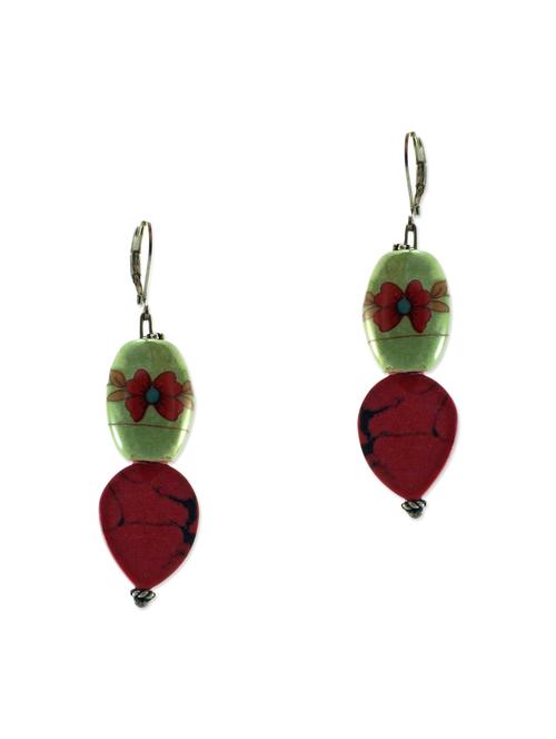 mint and red metal earrings - 12087612 - Very Small Image - 1