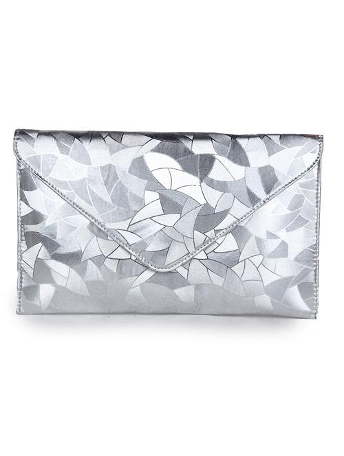 silver polysatin textured clutch - 1209853 - Very Small Image - 1