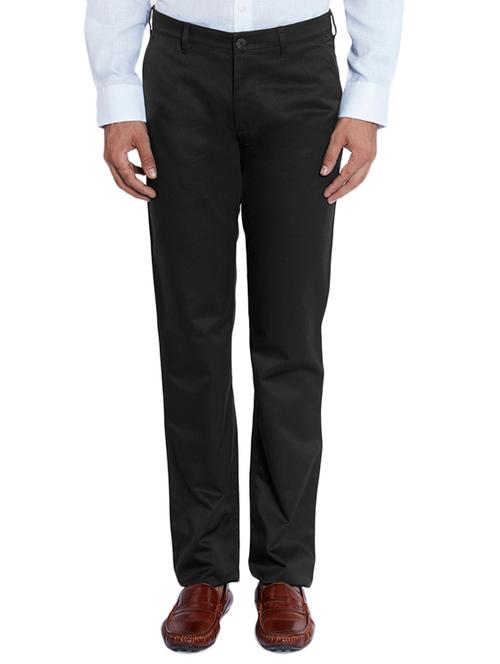 black cotton chinos casual trousers - 12112596 - Very Small Image - 1