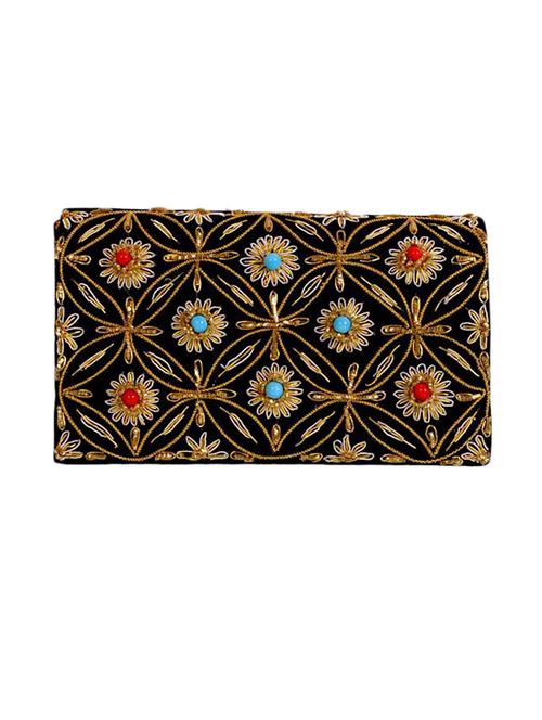 black hand embroidered rayon clutch - 1211292 - Very Small Image - 1