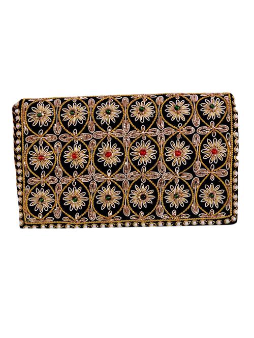black hand embroidered rayon clutch - 1211294 - Very Small Image - 1