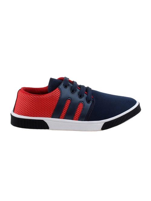 red synthetic lace up sneakers - 12153625 - Very Small Image - 1