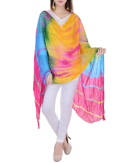 multi colored pure silk dupatta - 12153679 - Standard Image - 0