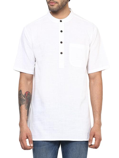 white cotton kurta - 12154213 - Very Small Image - 1