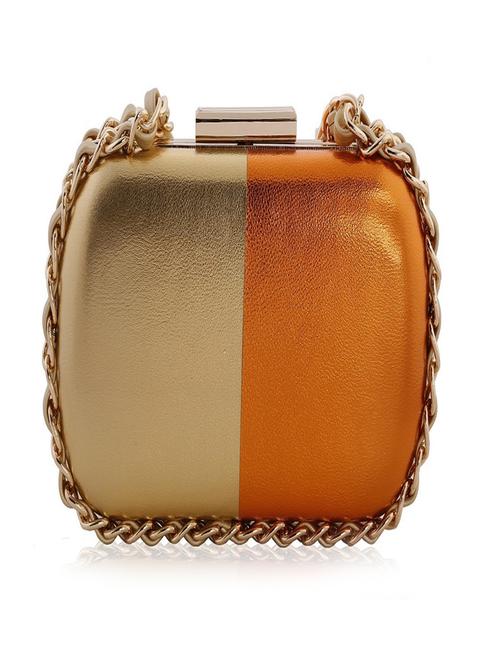 gold and orange leatherette box clutch - 1215886 - Very Small Image - 1