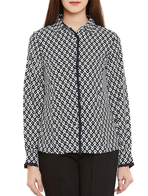 navy blue crepe regular shirt - 12160051 - Very Small Image - 1