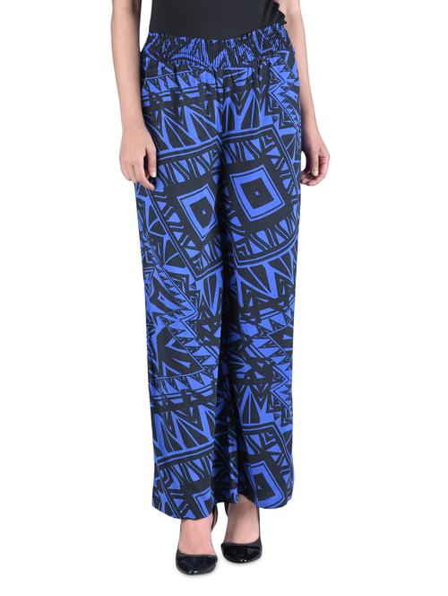 blue printed rayon jogger with elastic - 1220304 - Very Small Image - 1