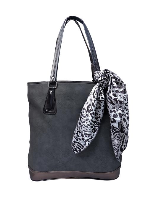 grey leatherette textured handbag - 12257138 - Very Small Image - 1