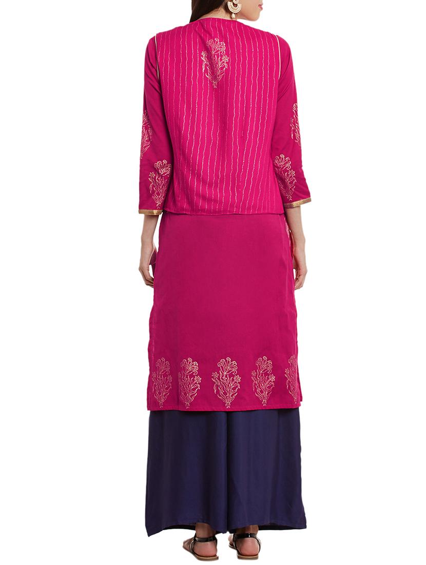 women's kurta with jacket kurta - 12260826 - Standard Image - 3