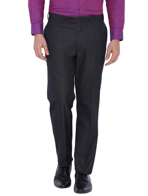black polyester flat front trousers formal trouser - 12269071 - Very Small Image - 1